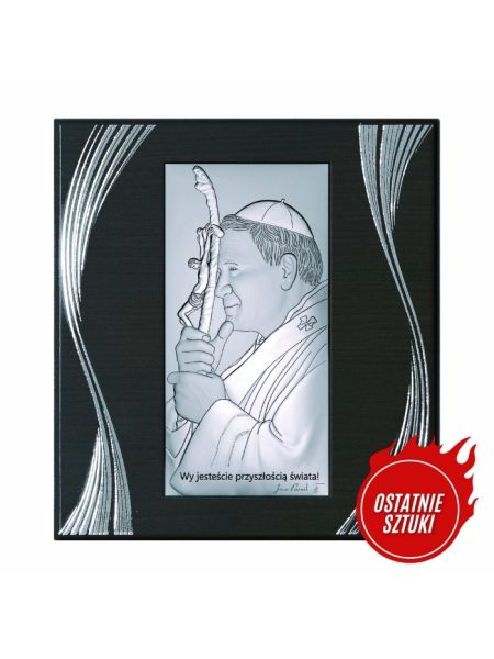 *Obrazek Św. Jan Paweł II NA CIEMNYM DREWNIE 6744F