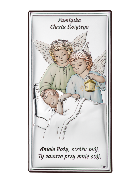 Obrazek Aniołki z latarenką nad dzieciątkiem KOLOROWY DS21/2C, 8x15 @