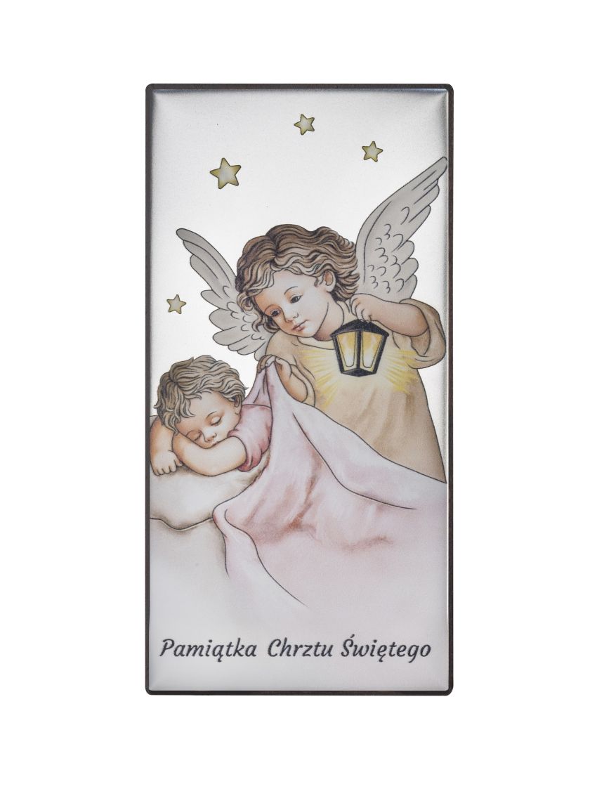 Obrazek Aniołek Pamiątka Chrztu Świętego CU039/3R, 12x24